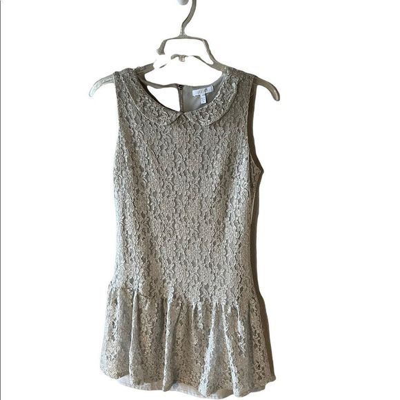 Delia’s Gray Collared Lace Mini Dress lined  M - Picture 2 of 5
